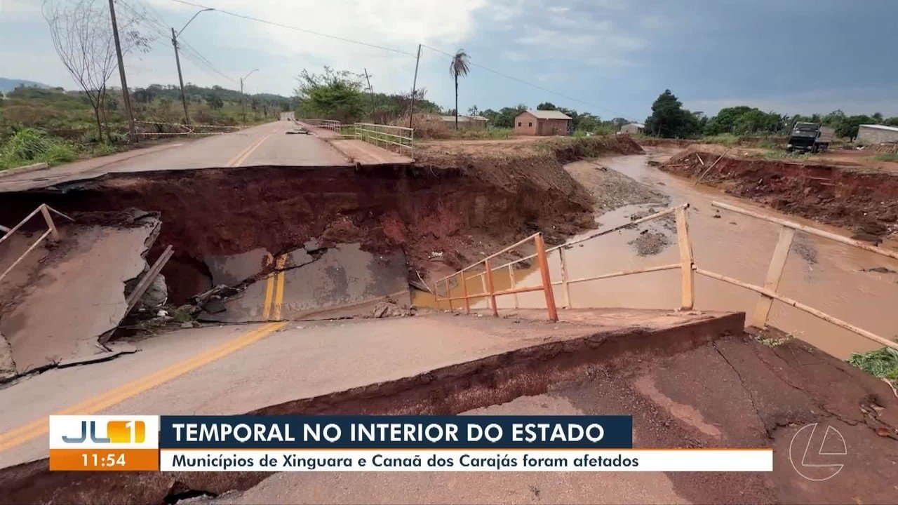 Temporal com granizo e ventos fortes causa estragos em Xinguara e derruba ponte em Canaã dos Carajás