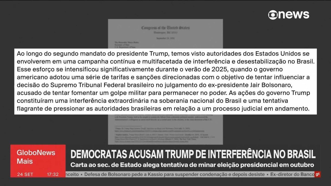 Em carta a Rubio, 31 congressistas dos EUA acusam governo Trump de tentar interferir na eleição no Brasil