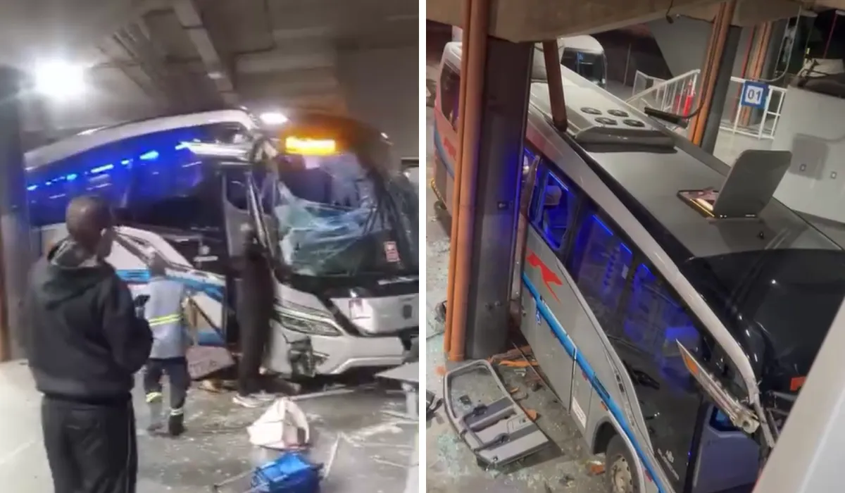 Duas pessoas ficam feridas após ônibus invadir área de passageiros na rodoviária de Campinas