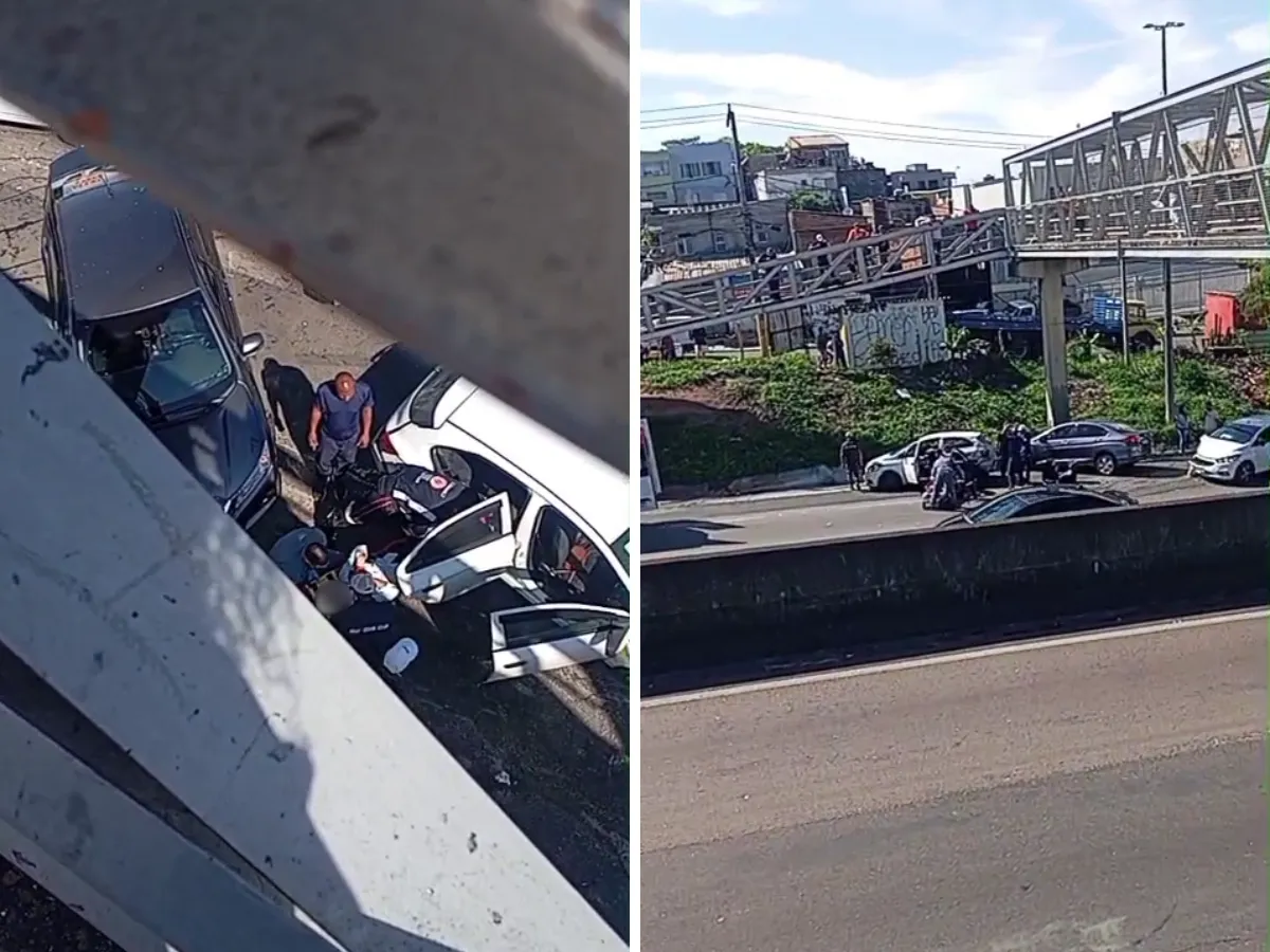 Engavetamento entre quatro carros deixa feridos na Rodovia Santos Dumont, em Campinas