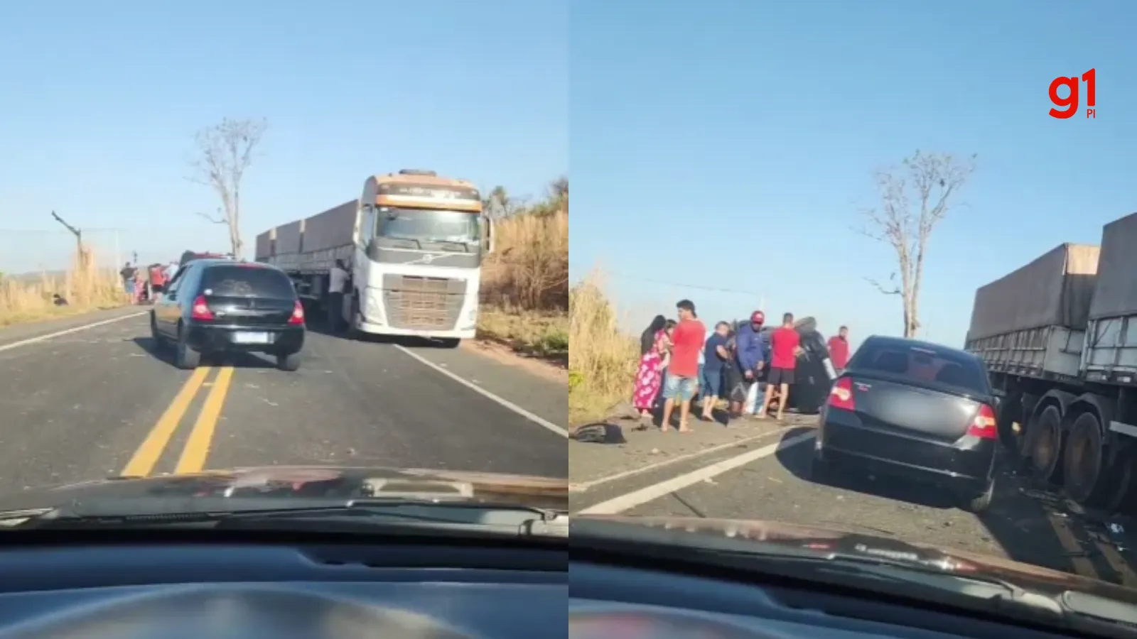 Acidente entre carreta e carro deixa mulher morta e três feridos na BR-316