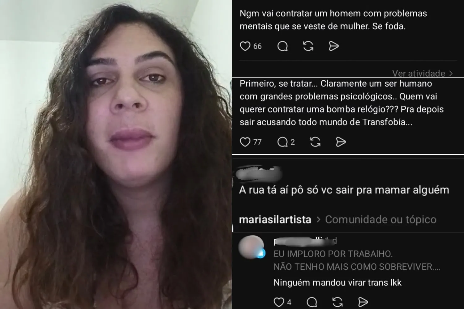 Mulher trans sofre onda de ataques após pedir emprego na internet: 'Me ridicularizaram'; VÍDEO