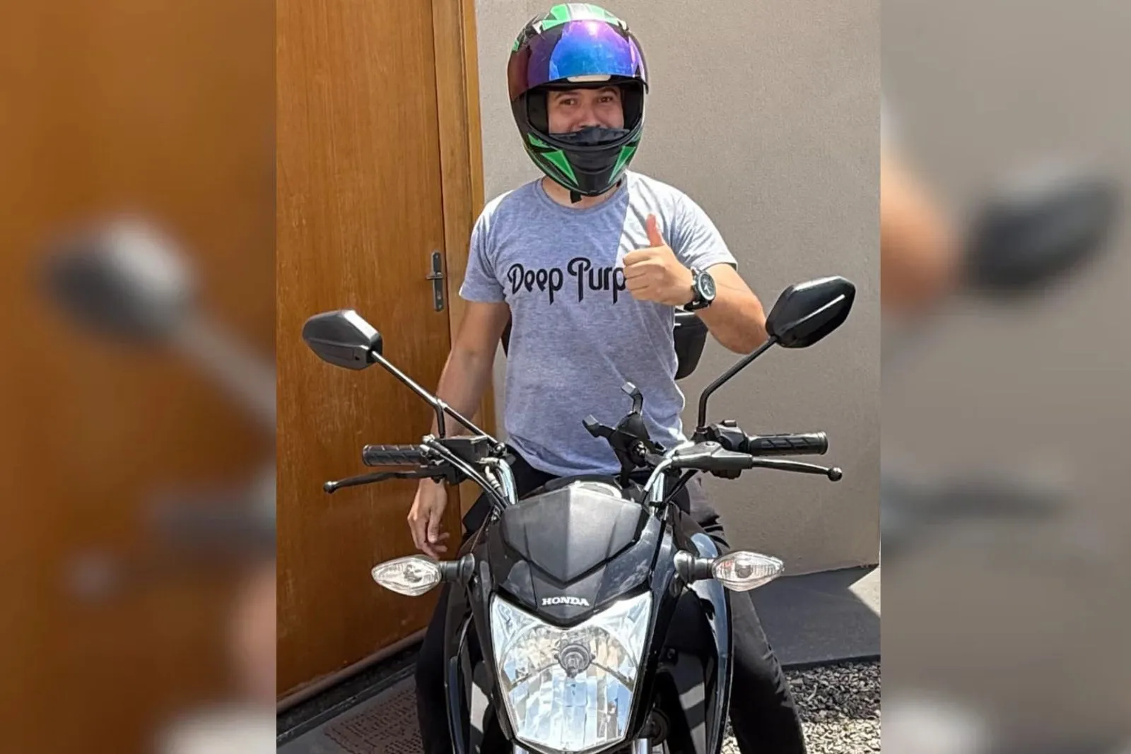 Homem diz que nunca foi à cidade onde recebeu multa por pilotar moto sem cinto de segurança 