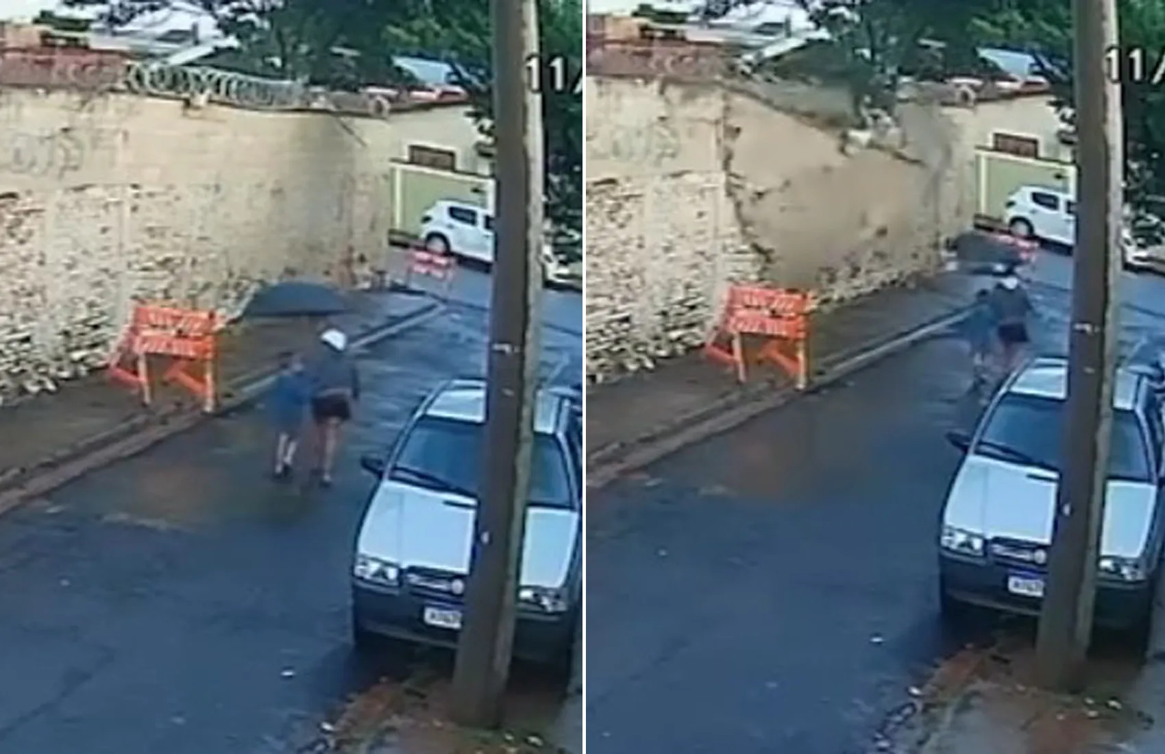 'Milagre', diz mãe que escapou com filho de queda de muro de escola em Jardinópolis, SP